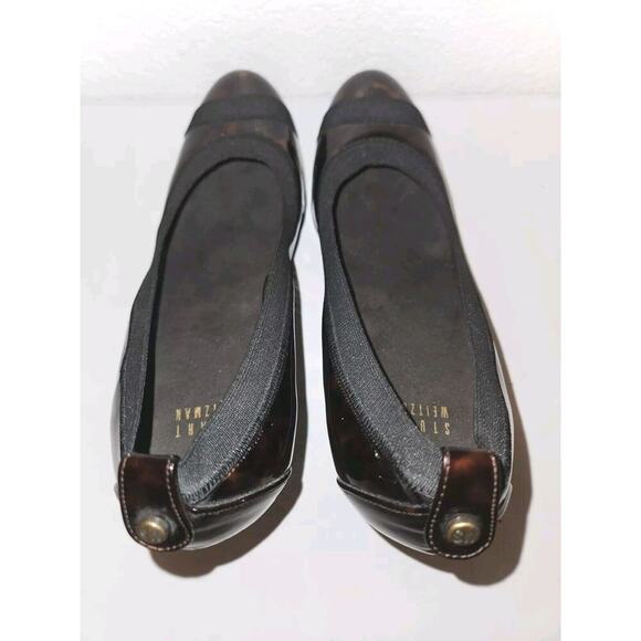 NEW! Stuart Weitzman Easily Elastic Pump Patent Leather Tortoise Shell Toe Sz 8 - Picture 7 of 9